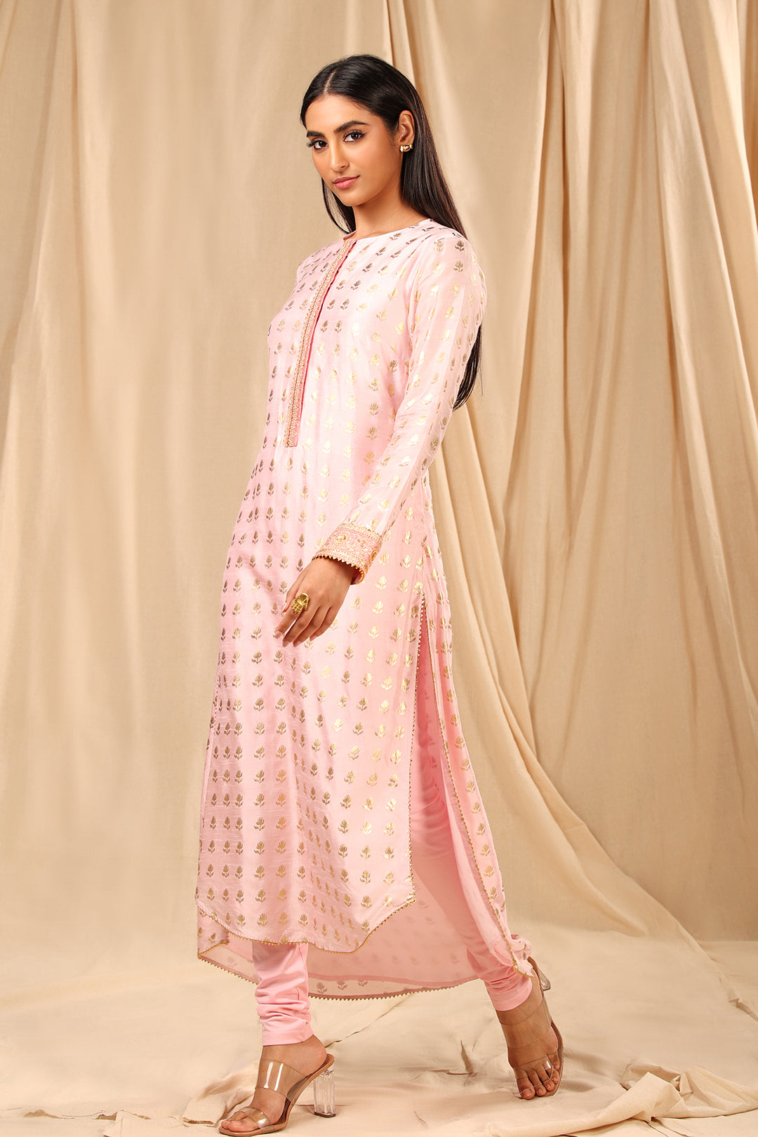 Baby Pink Wallflower High Low Kurta