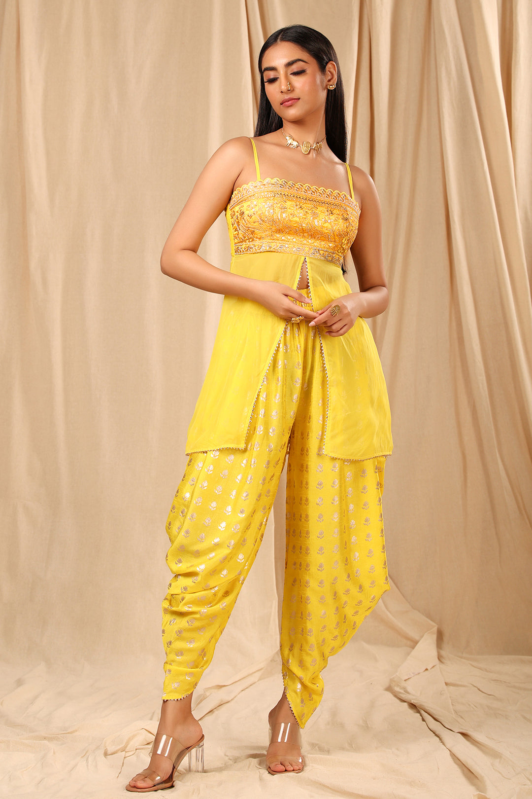 Peplum with Cowl Dhoti