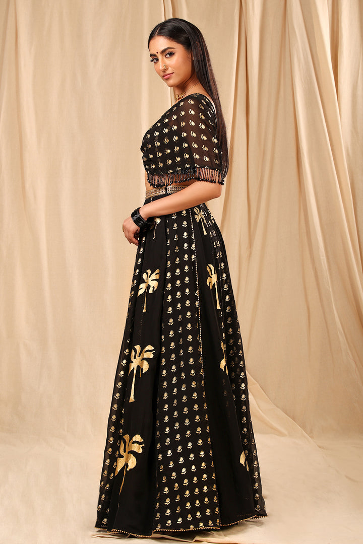 Black Wallflower Lehenga Set