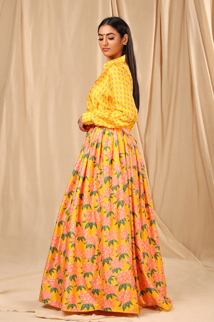 Sunshine Yellow Candy Swirl Corset Lehenga Set